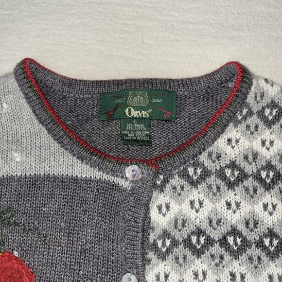 Vtg Orvis Sweater Womens Sz M Novelty Grannycore Embroidered Bird Knit Cardigan - Picture 7 of 16